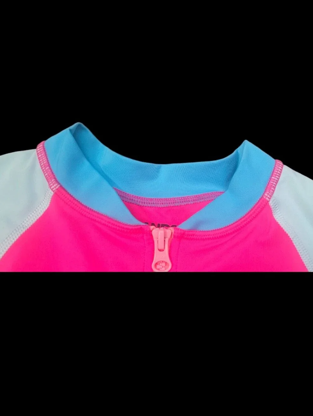 Land' End Girl's Long Sleeve Half-zip Rash-Guard One-piece Swimsuit